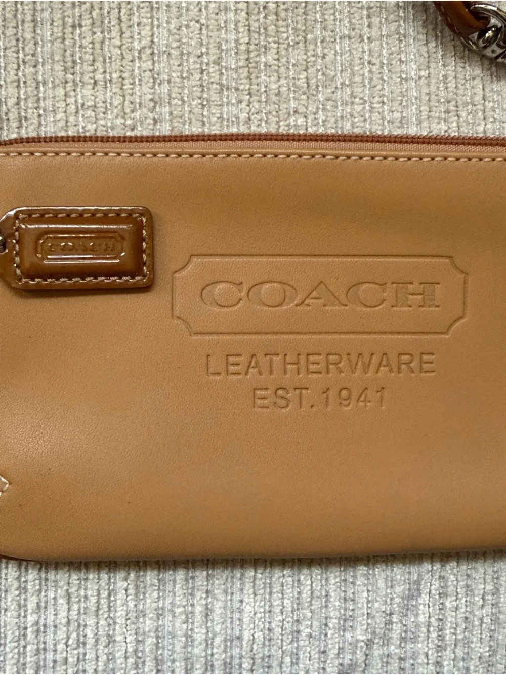 Coach Tan Leather Wristlet Clutch